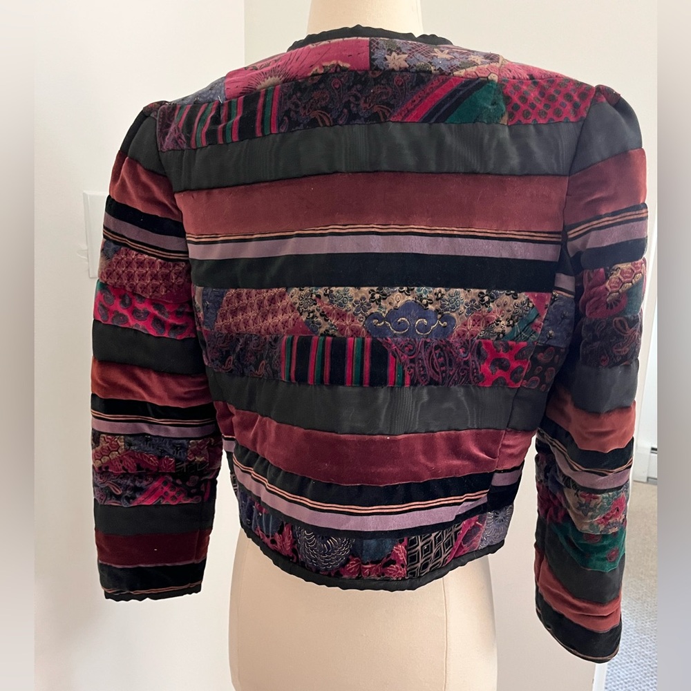 Custom Made Velvet Patchwork Cropped Jacket Size … - image 7